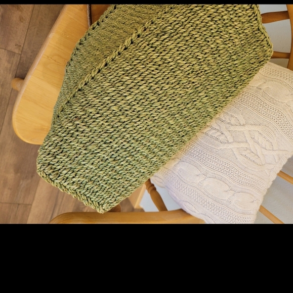 Boho Green Woven Fiber Shoulder Bag Tote Womens - Picture 6 of 12